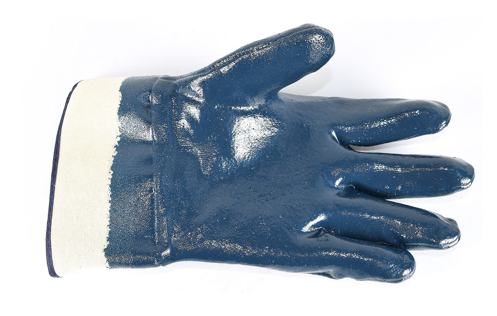 Heavy Duty Nitrile Coated Work Gloves, Blue, With Safety Cuffs - 12 Pair Pack, Large, Chemical & Oil Resistant
