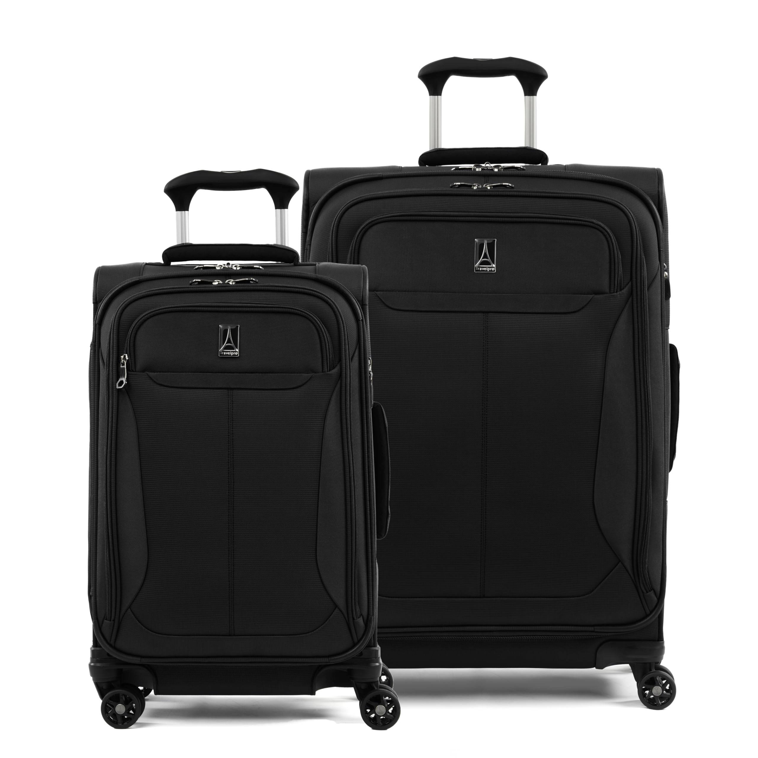 Travelpro Tourlite Softside 2-Piece Set, Expandable Luggage, 4 Spinner Wheels, Lightweight Suitcase, 21" Carry-On, 25" Checked Medium, Black