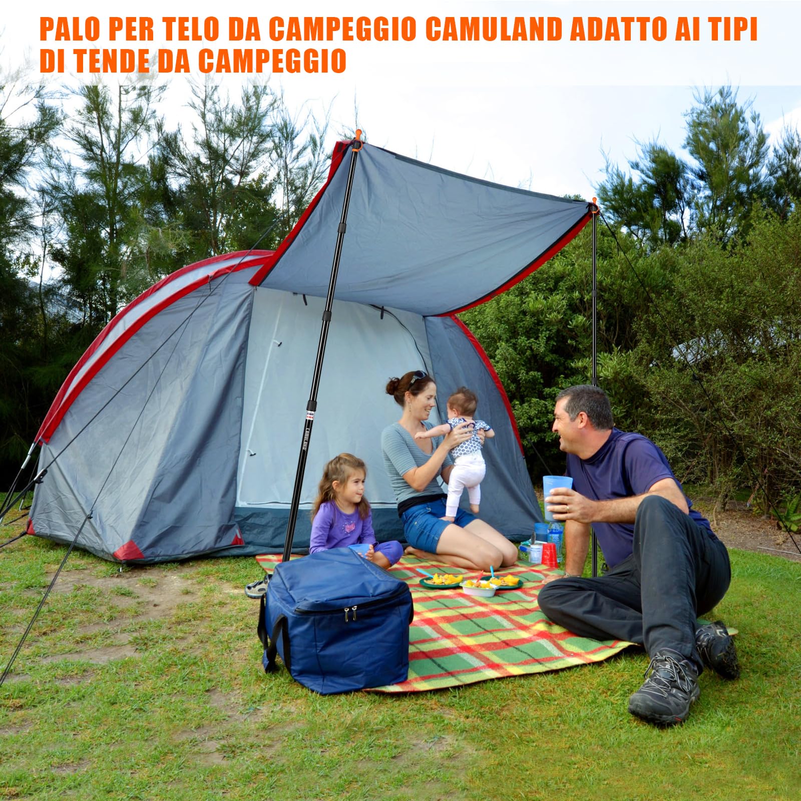 Pali per tenda, CAMULAND Set di 2 Pali per Tenda Heavy Duty, 34,5 "- 110,2" pali per tenda in alluminio per tenda regolabili (nero)
