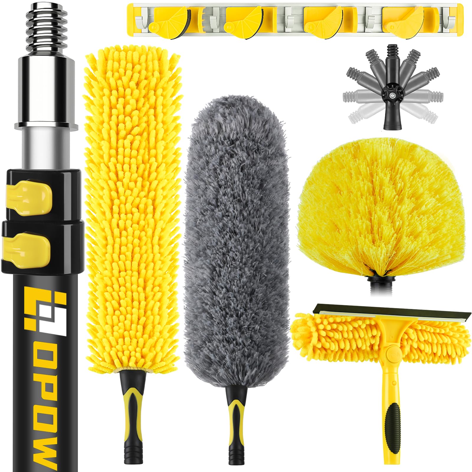 20 Foot High Ceiling Duster Kits with 5-12ft Heavy Duty Extension Pole, High Reach Duster for Cleaning,Microfiber Feather Duster,Cobweb Duster,Ceiling Fan Duster,Window Squeegee & Cleaner