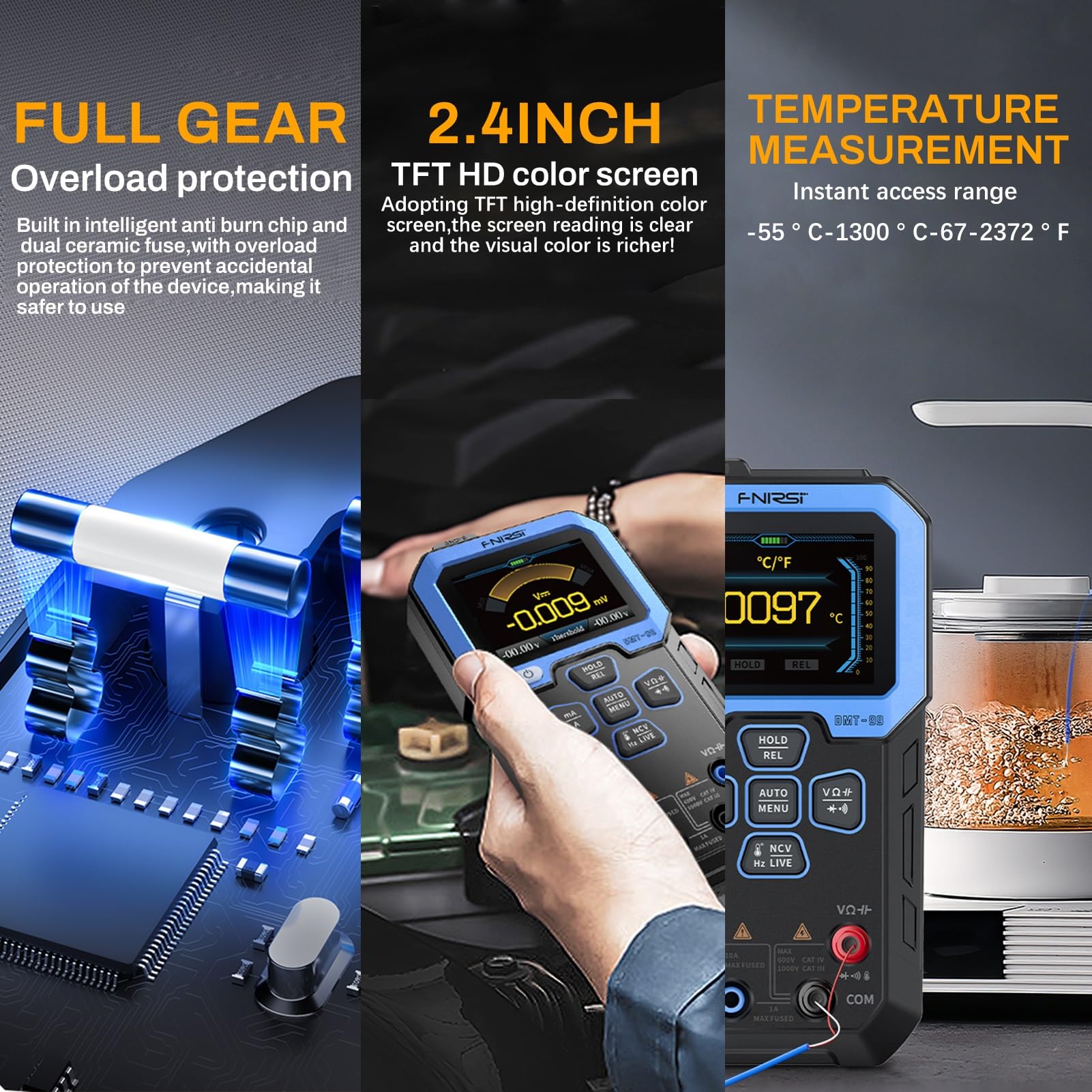 DEWIN DMT-99 Multimetro Digitale di Tensione,Tester Elettricista 10000 Conti Tester Digitale Ricaricabile con Modalità di Registrazione e Monitoraggio dei Dati