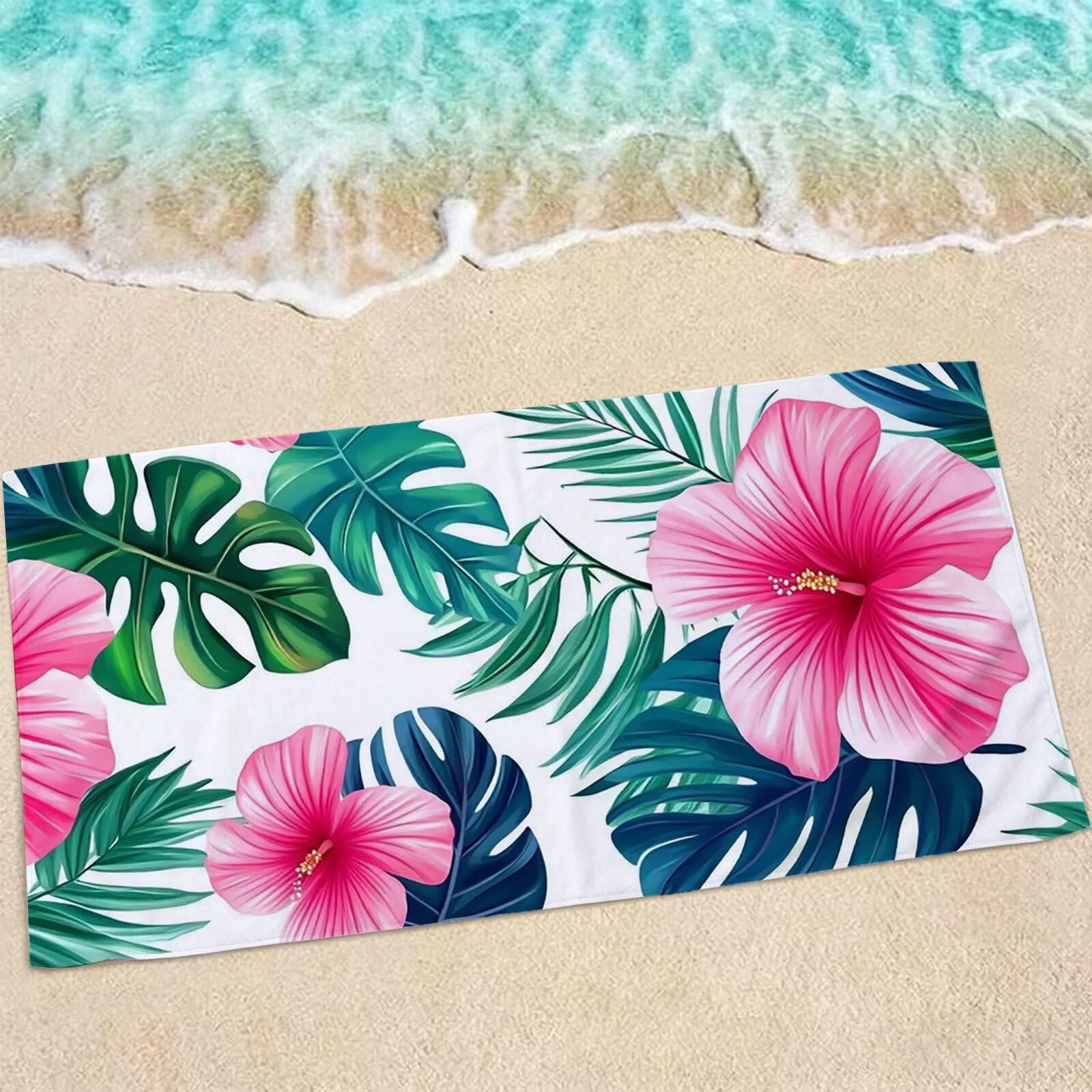 Natte de plage naturel fleurie pour vos après-midis piscine