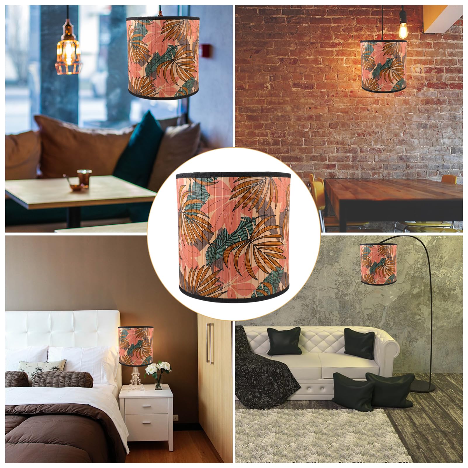 Pantalla de Lámpara Colgante de Bambú, Pantalla Decorativa Resistente y Ligera para Dormitorio y Restaurante