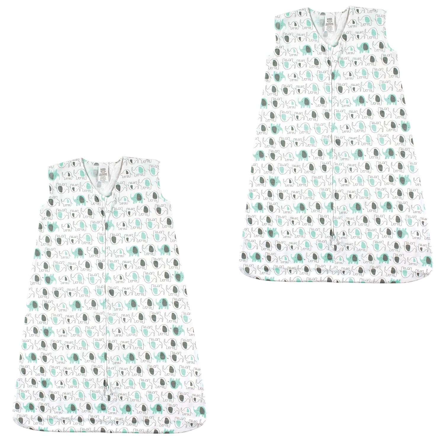 Luvable Friends Unisex Baby Sleeveless Jersey Cotton Sleeping Bag, Sack, Blanket, Elephants Jersey 2-Pack, 0-6 Months