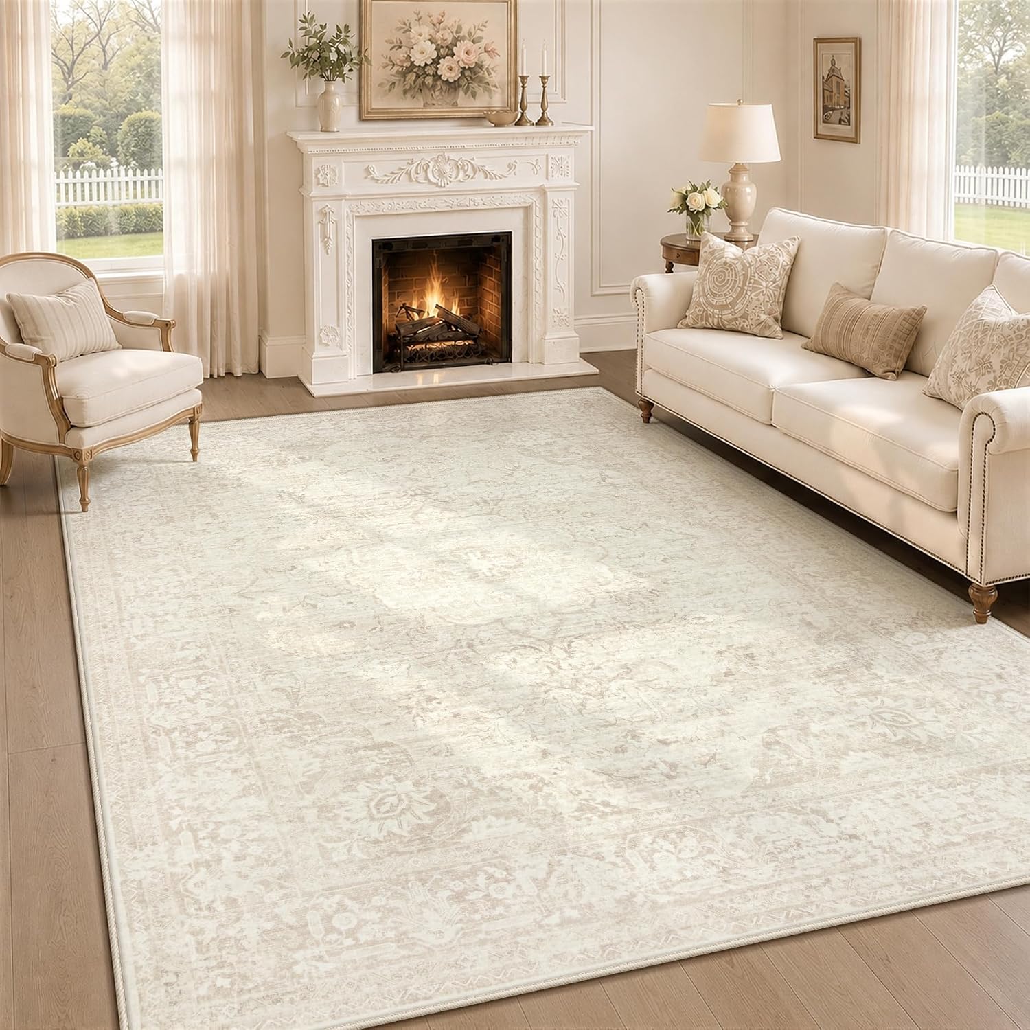5x7 Area Rugs for Living Room: Washable Boho Vintage…