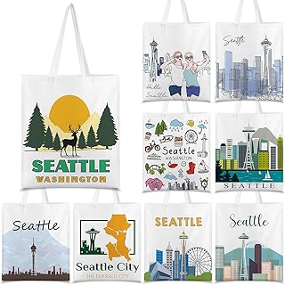 Paterr 9 Pcs City Souvenirs Gifts New York Tote Bag Bulk San Francisco Canva Tote Boston Chicago Souvenirs for Women Travel