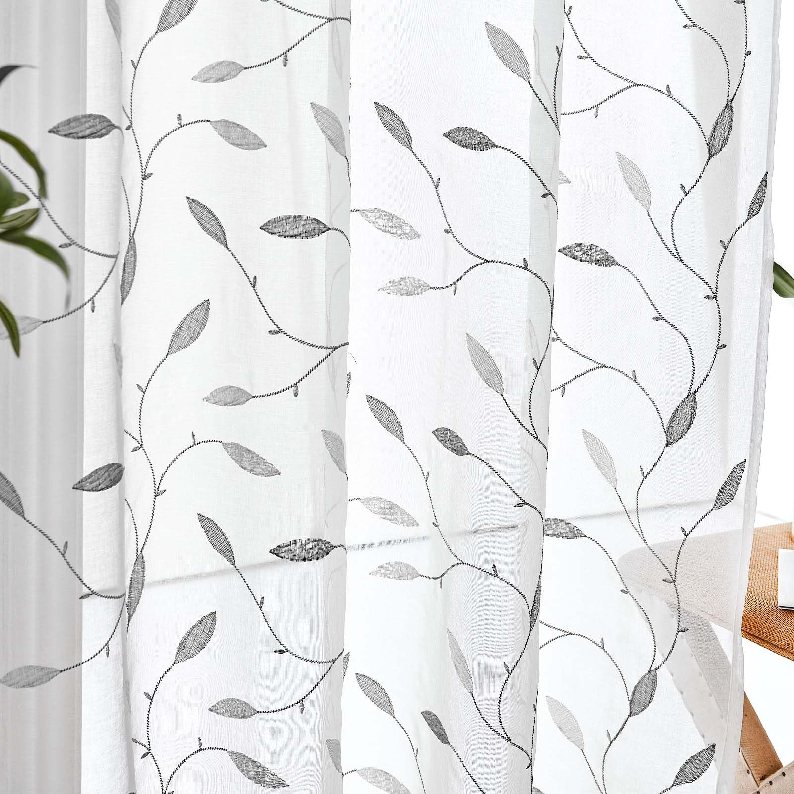 Tenda In Voile Trasparente Con Fiori Di Ciliegio - 1 Pezzo, 140x145 Cm, Stile Giapponese, Con Occhielli Metallici, Per Soggiorno E Camera - 5