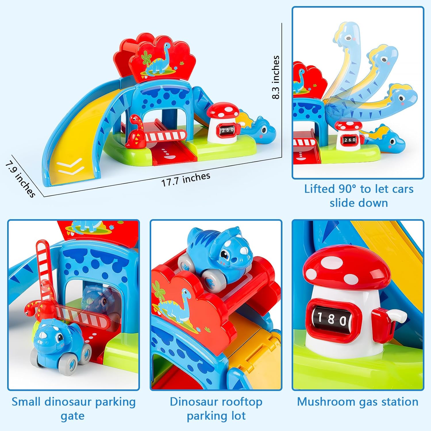 Toys for 1 Year Old Boy and Girl, Race Track for Toddlers 1-3 with 4 Dinosaurs Car Toys for Baby 12-18 Months, First Birthday Gifts for Boys, Educational Slide Toys for Ages 1-2 - Image 5