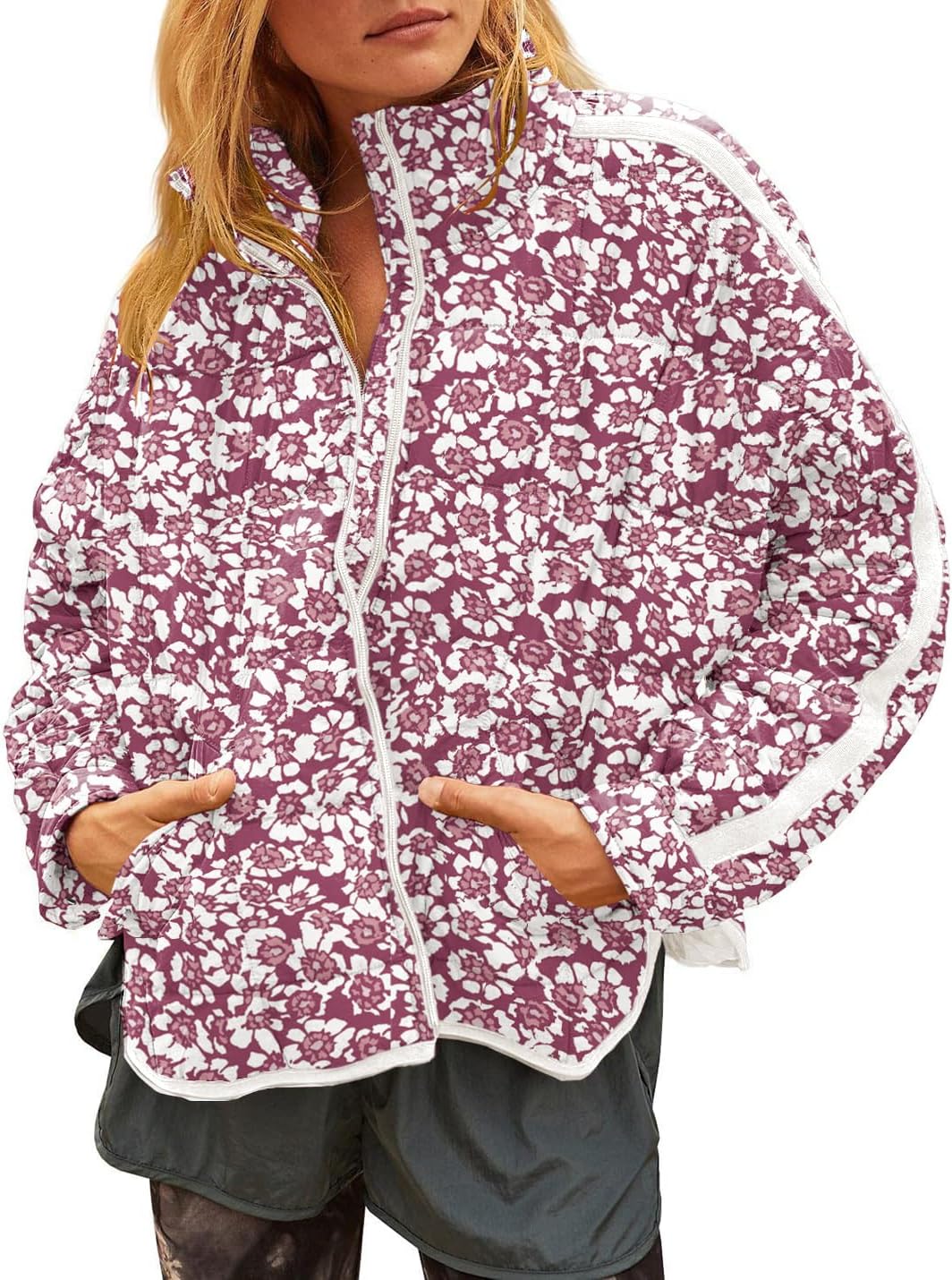 Gacaky Women's Baggy Lightweight Zip Puffer Jacket Warm Winter Down Coat with Pockets