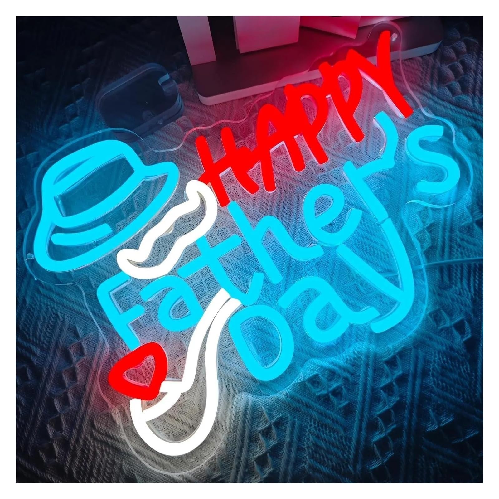 Scritta luminosa Insegna Al Neon A Happy Father's Day Dimmerabile Alimentata Tramite USB Per Feste Compleanni Feste Del Papà Decorazioni Natalizie 32cmx24cm