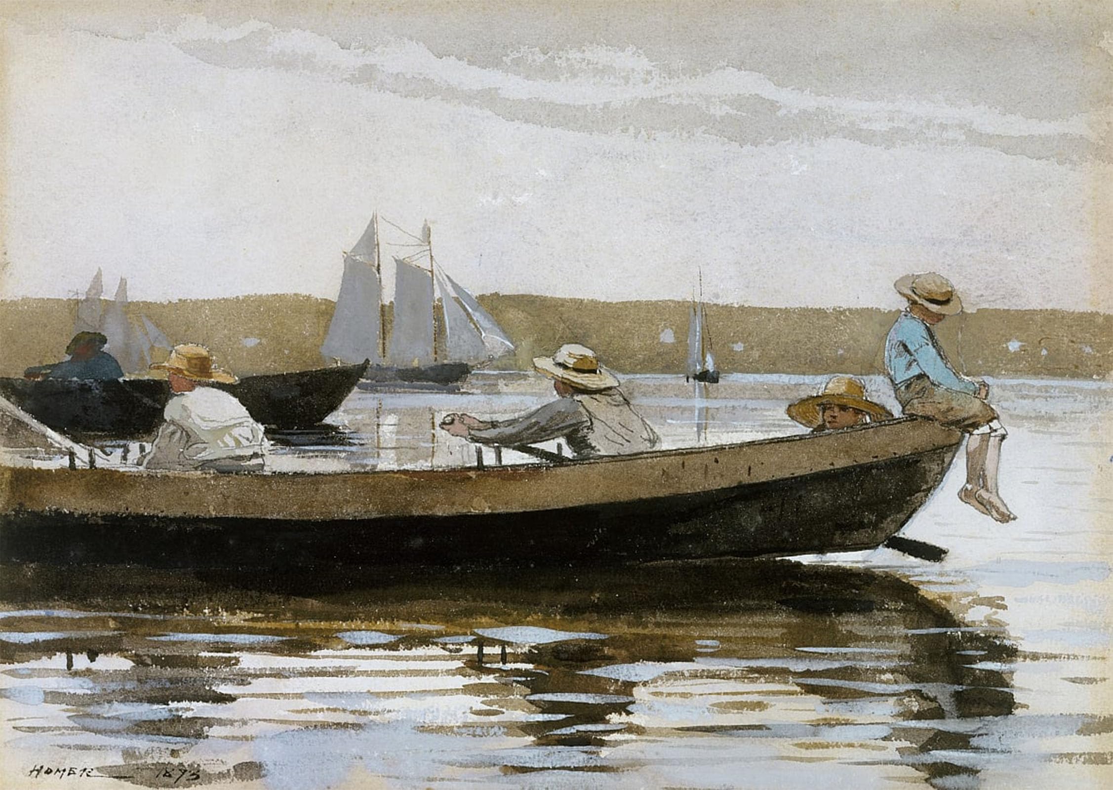 Artxlxxbn Boys No Frame Famous Art Print Poster Vintage Wall Art In A Dory By Winslow Homer Canvas Art Poster For Home Decor 60X90cm