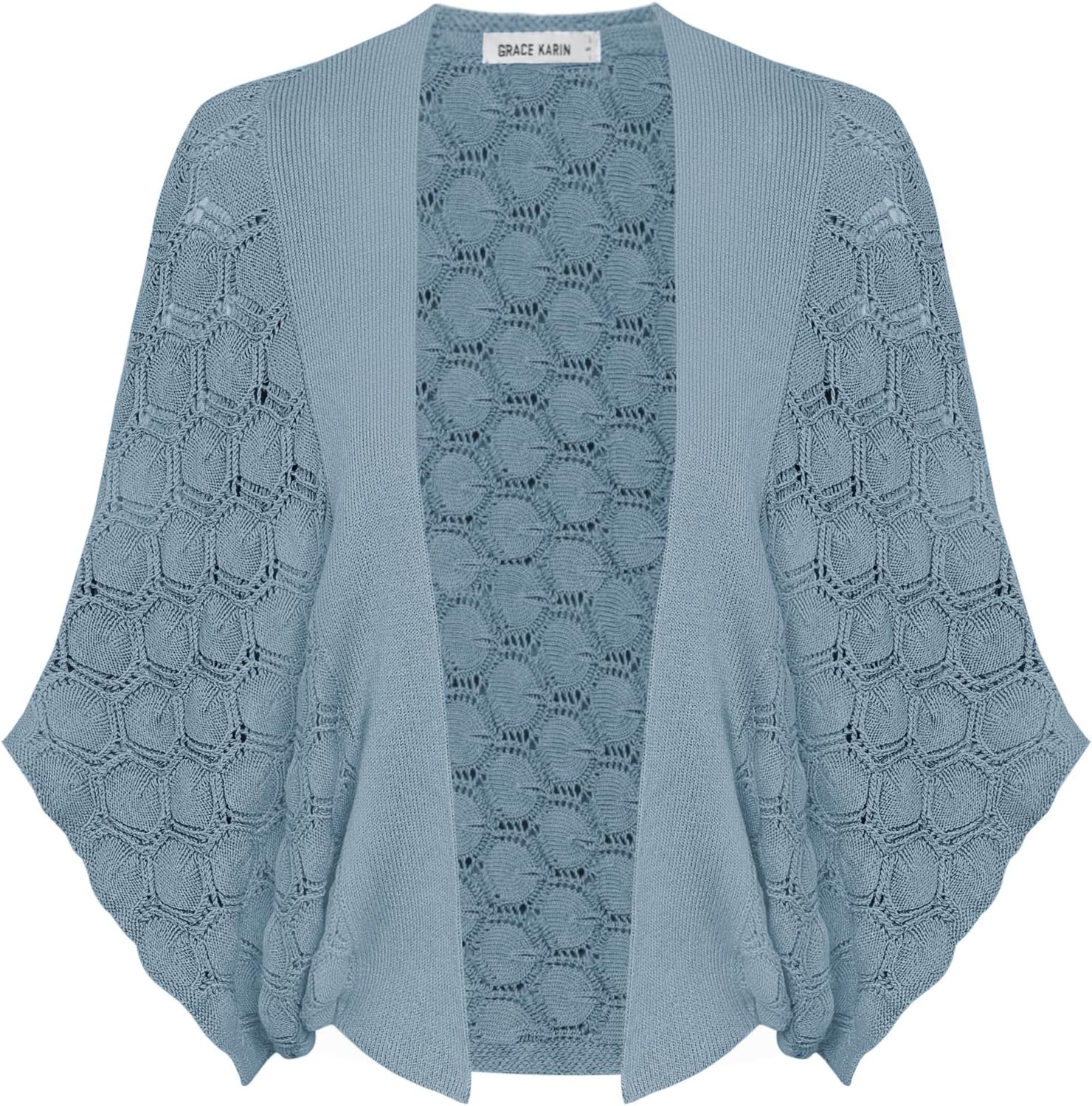 Cardigan Donna Grace Karin Leggero - Scialle Traforato Aperto Davanti - In Viscosa E Poliammide - Foto 3