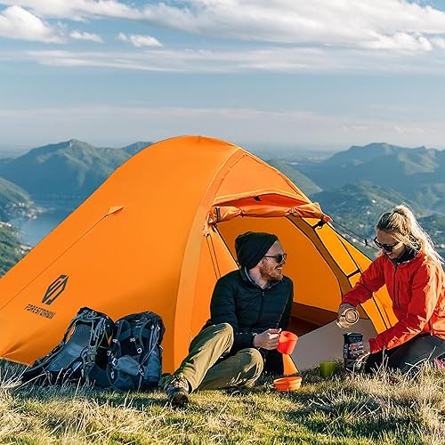 Miniatura 8 de 2 Person Camping Tent with 3 Aluminum Alloy Poles, 4 or 3 Season Waterproof Tent, Double Layer,Easy Setup, 2 Doors for Outdoor