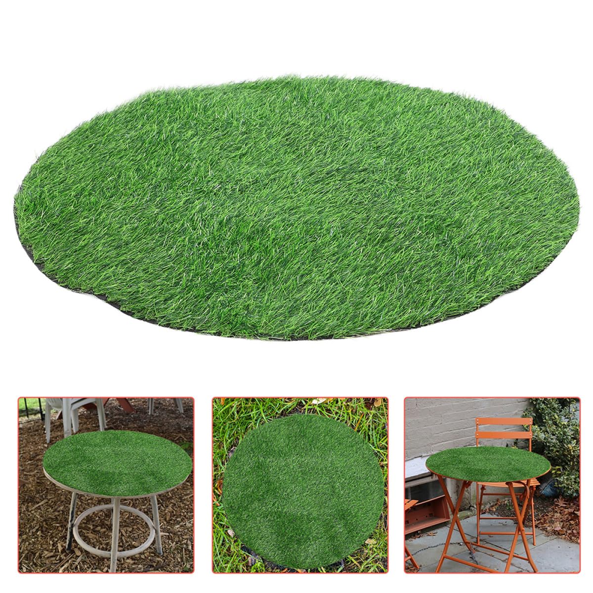 SHINEOFI Tapis de Gazon Artificiel Rond 80 CM Épaisseur 2,5 CM pour Décoration Cuisine et Table Extérieure