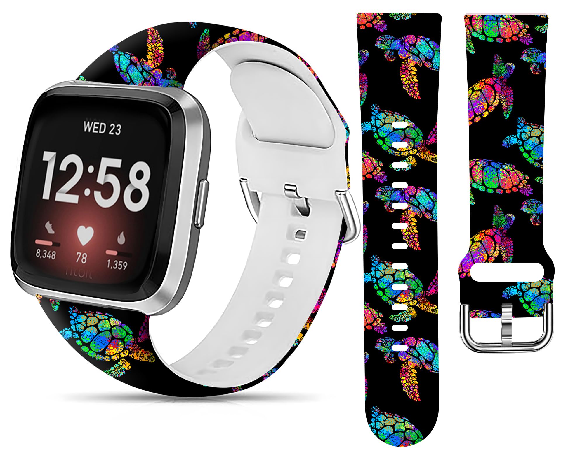 LNZLKING Sport Band Compatible with Versa 4/Versa 3/Sense 2/Sense for Women Men,Elastic Replacement Wristbands Strap for Versa 4/Versa 3/Sense 2 Smart Watch(Watercolor Sea Turtle)