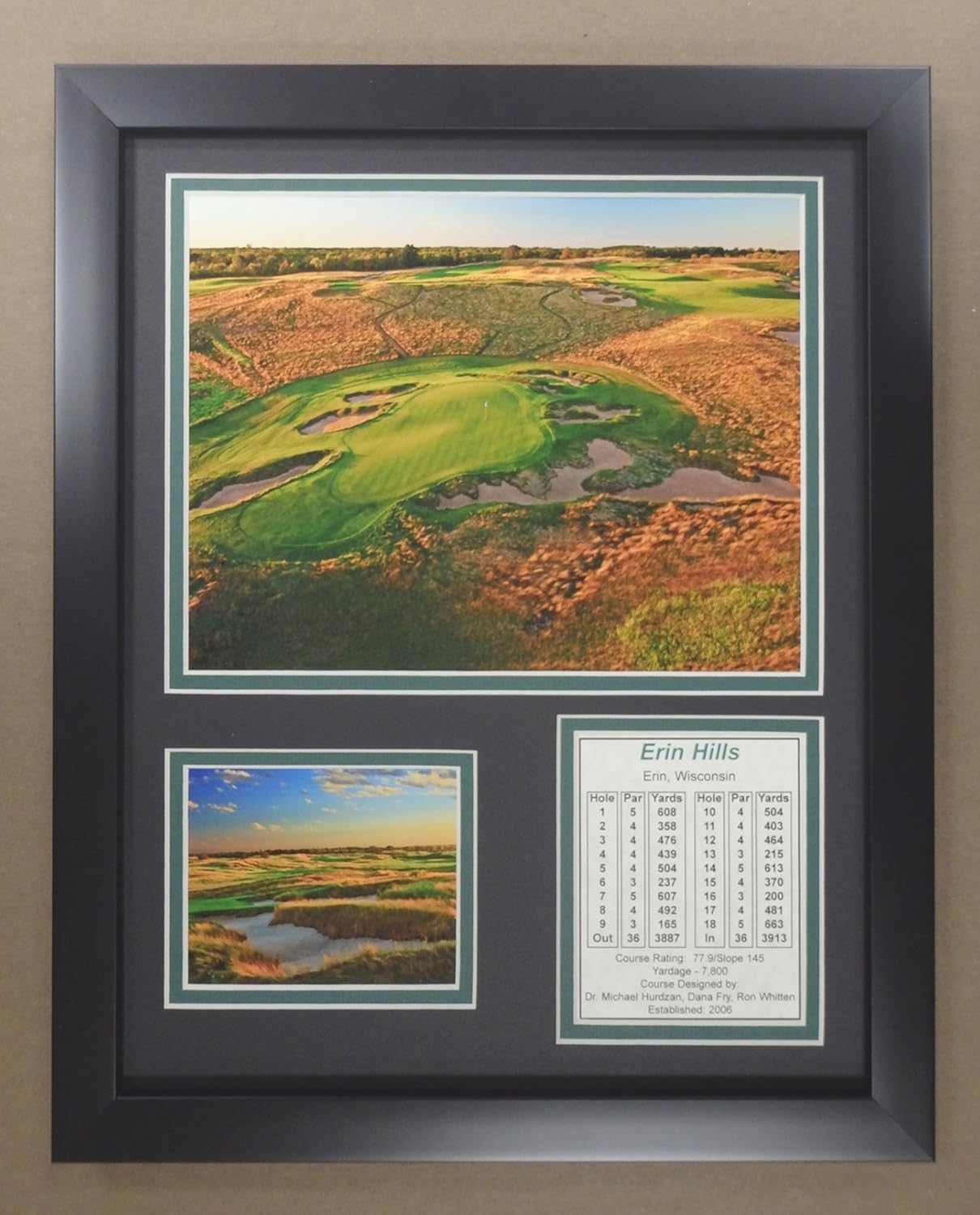 Legends Never Die PGA Erin Hills Golf Course Double Matted Photo Frame, 12" x 15", (12987U)