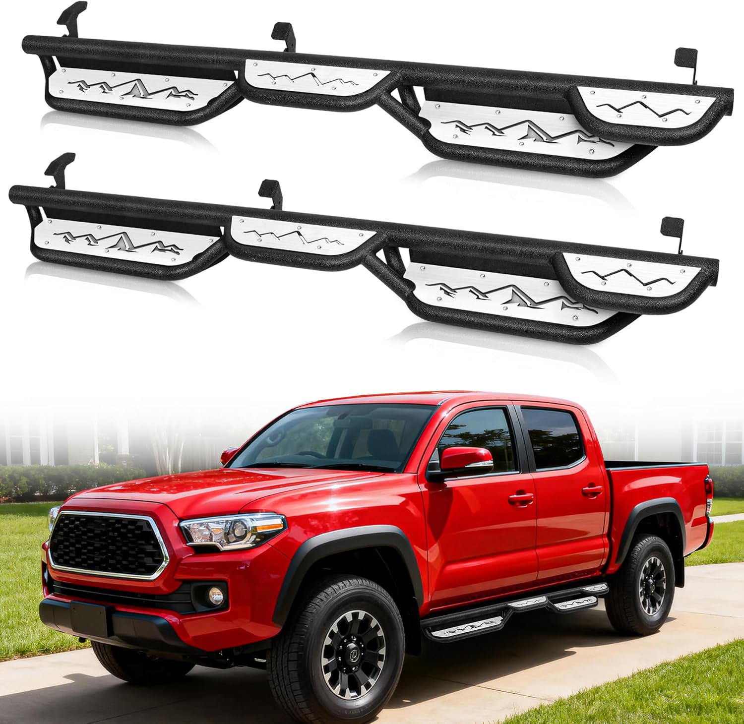 for Tacoma Side Steps, MONOKING Running Boards Compatible for 2005-2023 Tacoma Double Cab Nerf Bars Side Steps
