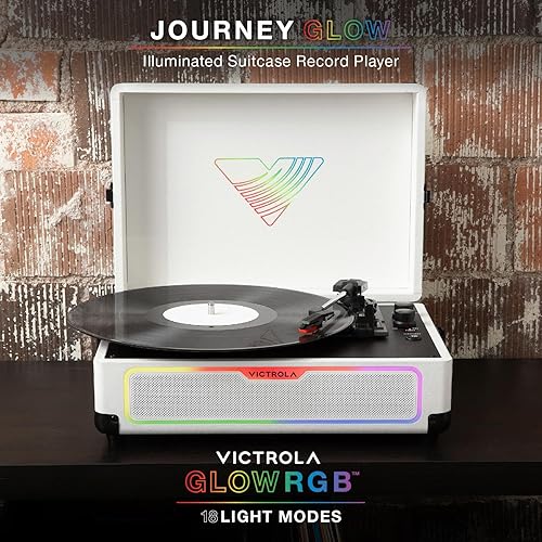 Miniatura 2 de Victrola Journey Glow - Tocadiscos de maleta iluminada - 18 efectos de luz RGB, altavoces estéreo con graves mejorados, transmisión Bluetooth,