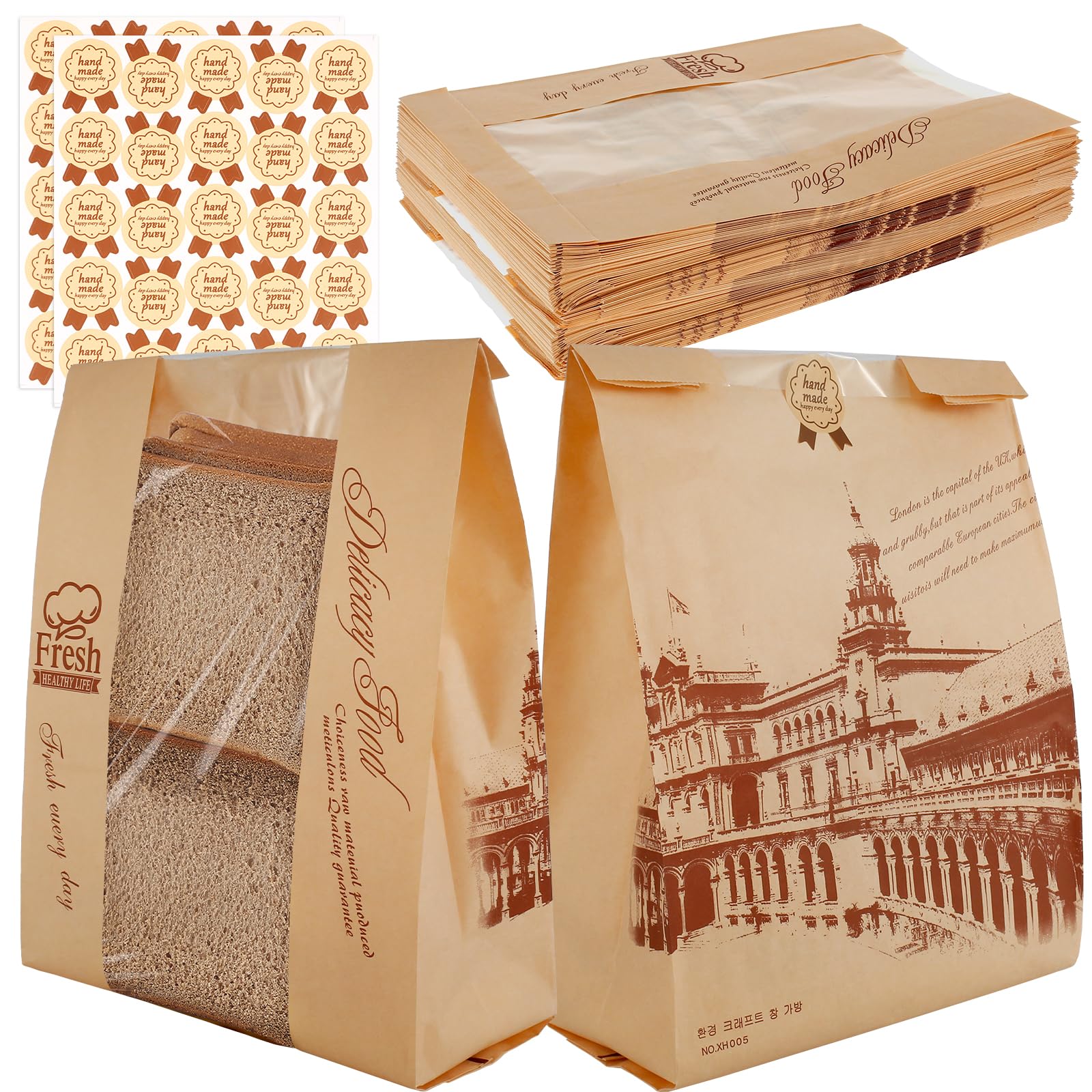 PoDhey 50 peças de sacos de pão com adesivos à prova d'água