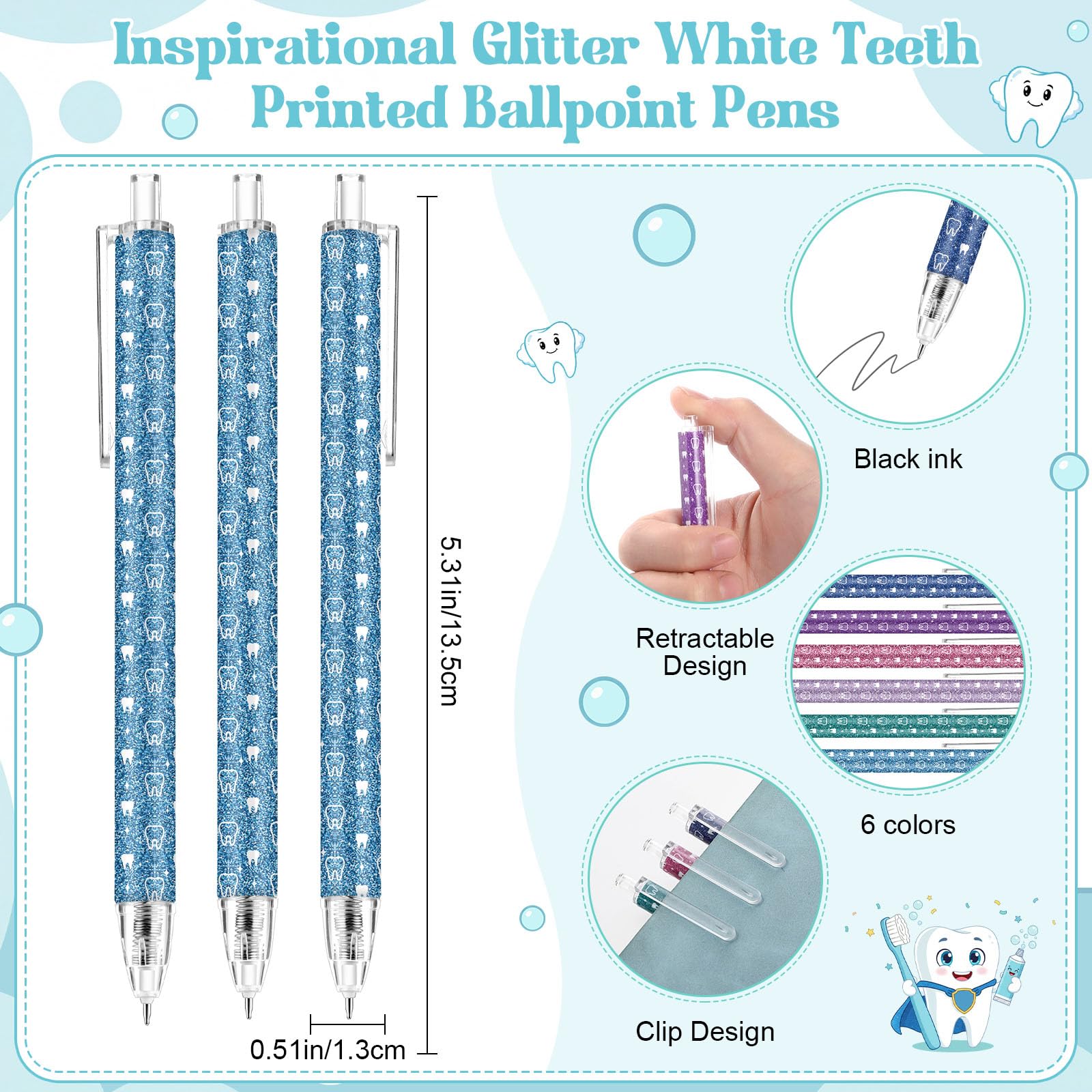 Sinload 24 Sets Oral Health Month Gifts Dental Gifts Teeth Ballpoint Pens with Thank You Cards Dental Appreciation Gift for Dentist Assistant Hygienist Nurse Student Graduation Cna Week Teacher