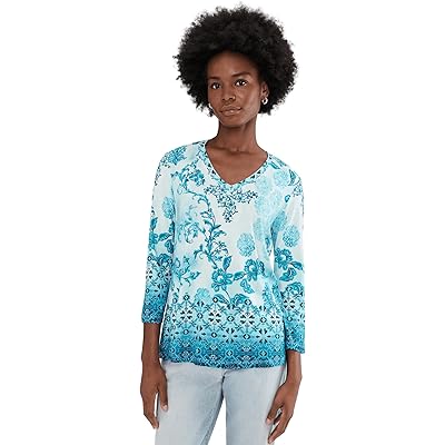 Johnny Was The Janie Favorite 3/4 Sleeve V-Neck Tee - Vittori vittoria scarf