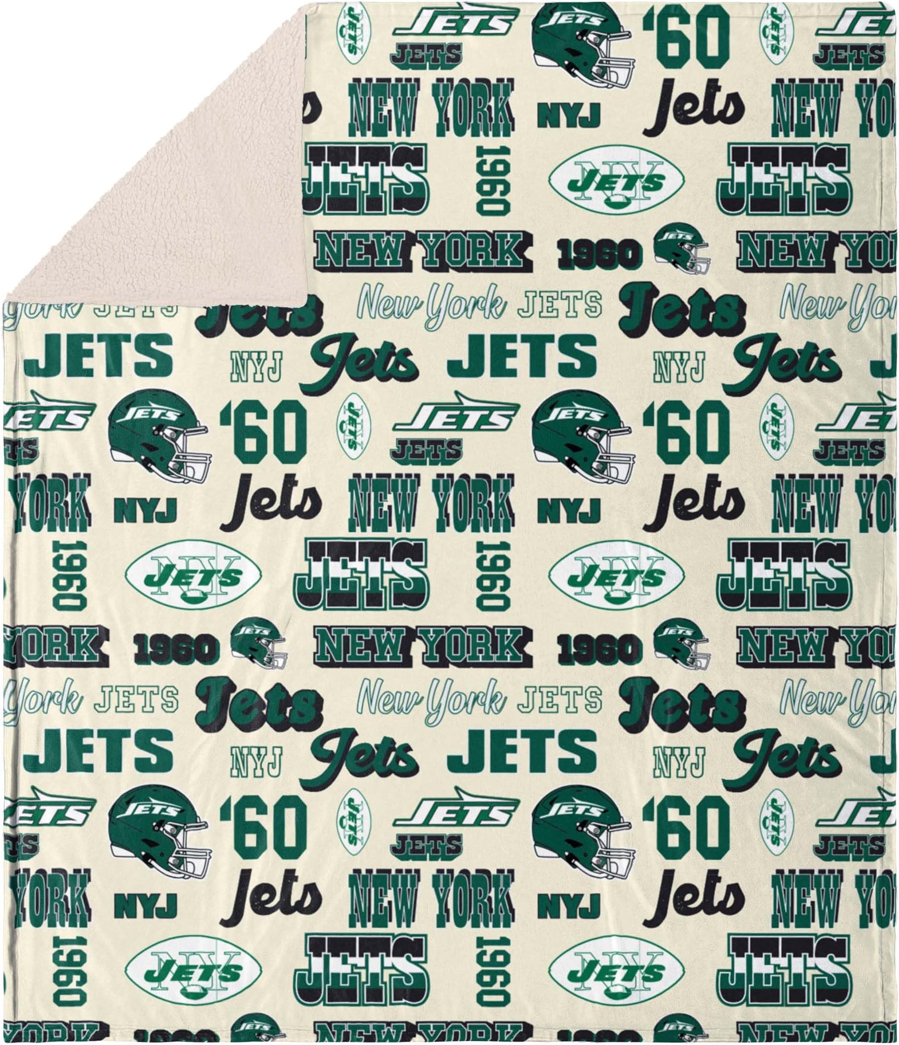 FOCO NFL Unisex-Adult NFL Team Logo Retro Sherpa Fleece Plush Throw Blanket - 60" x 70"