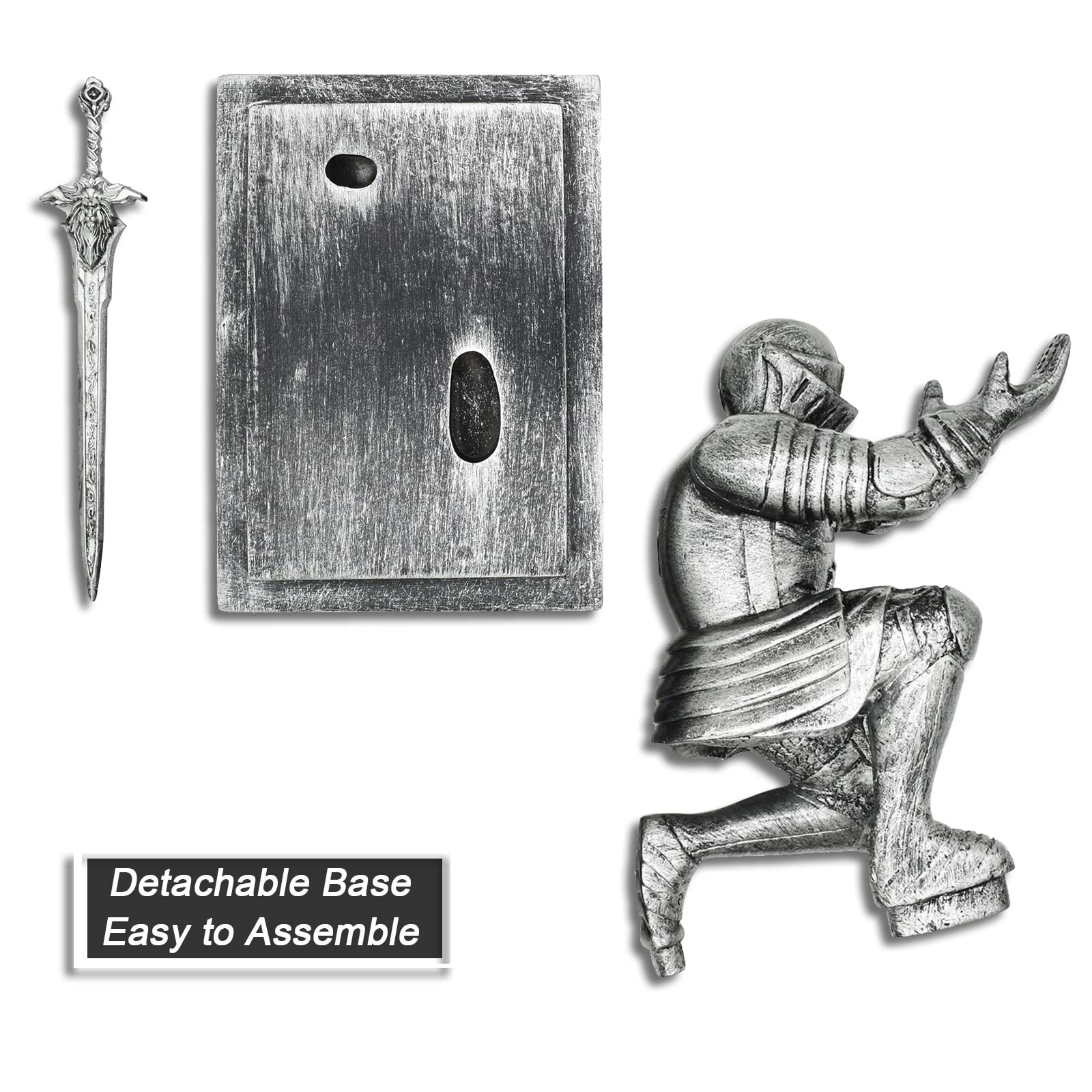 Miyolo Knight Pen Holder with a Sword Kneeling Medieval Soldier Pencil Stand Desk Organizers Fancy Cool Office Home Tabletop Decor for Men Father Husband: Bronze