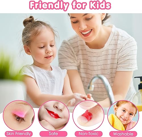 Miniatura 3 de Kit de maquillaje para niños para niñas, juego de maquillaje lavable, juego de maquillaje real de 23 piezas, seguro y no tóxico, kit de maquillaje