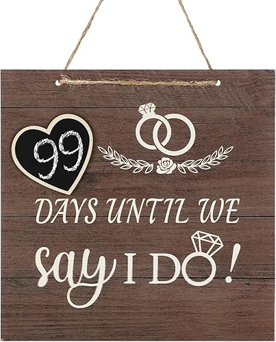 Mepase Cartel de pizarra de madera para parejas con cuenta regresiva para boda, regalo de compromiso, letrero decorativo para colgar, pizarra