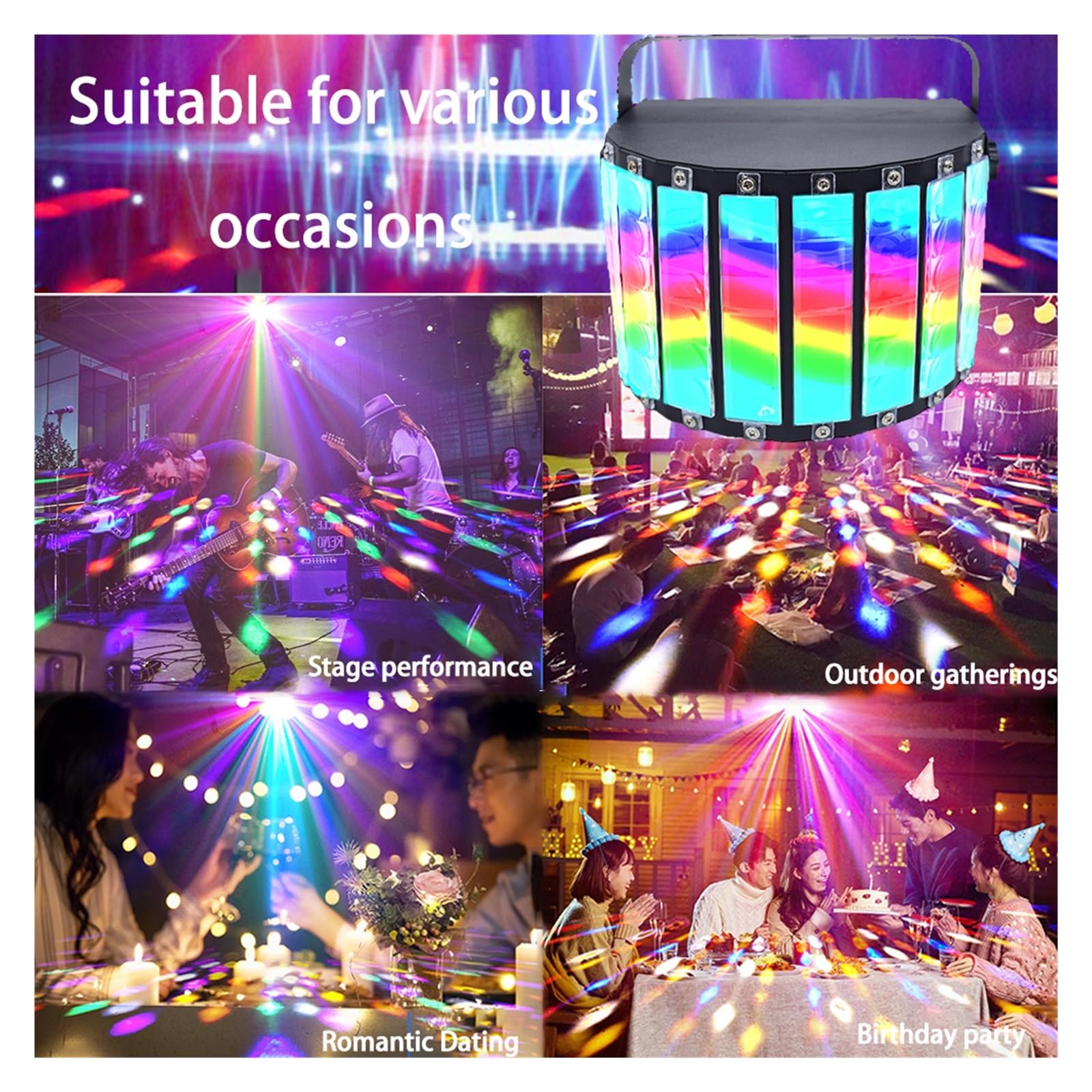 Oświetlenie Sceniczne, DMA Stage Music RGB Disco Light Bar Bounce Light Wedding Birthday Party Lampka ze zdalnym sterowaniem