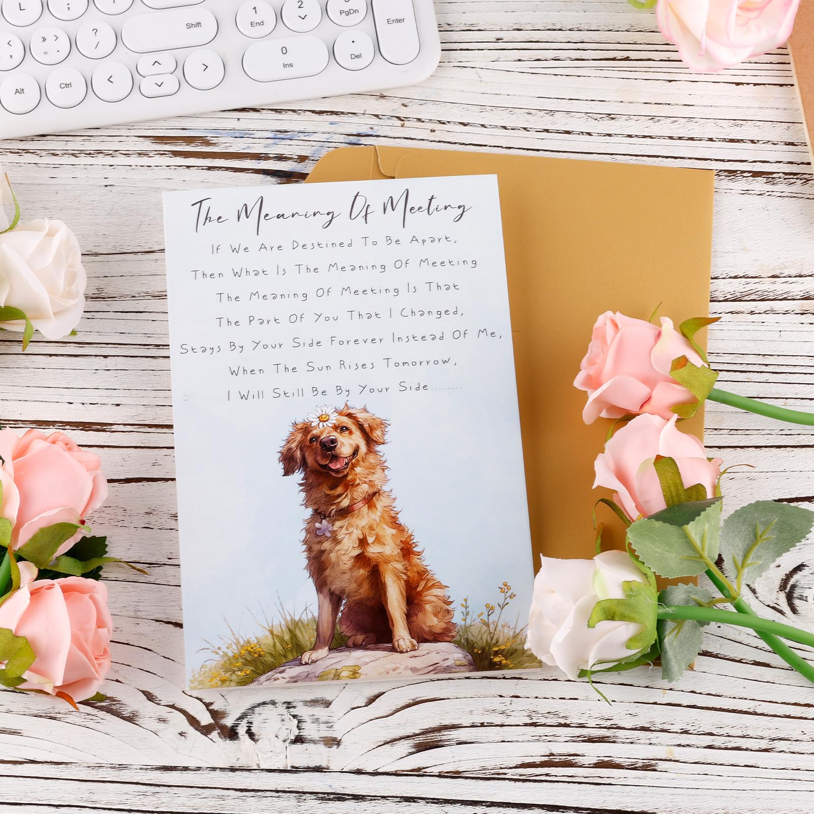 Biglietto San Valentino Cane Con Cuore – Pieghevole 15x15 Cm Con Busta Kraft, Interno Bianco, Carta 300g/m²