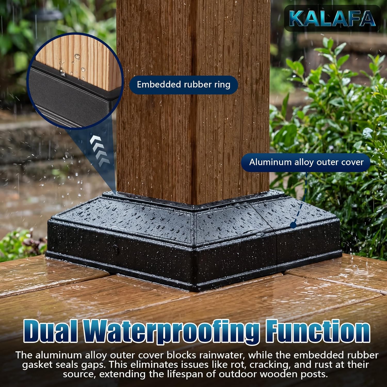 4-Pack Aluminum 4×4 Deck Post Base Cover - Split Trim Skirt for Porch Sleeve, Fence Column Wrap, Mailbox, and Railing Protector (W/P Gasket Black Modern)