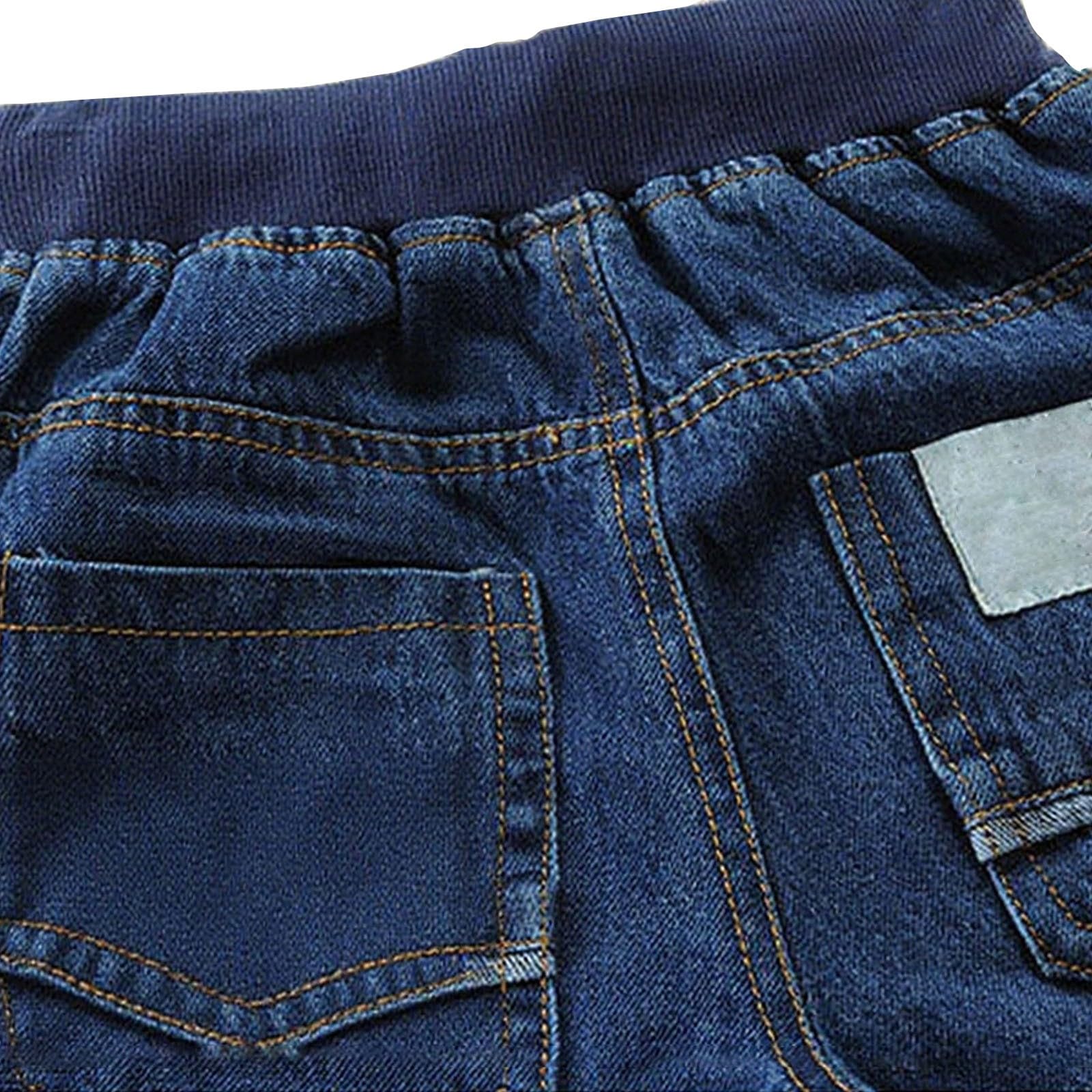 Genérico Pantalones Chandal Niño Pantalones Vaqueros Rectos Lavados de Cintura Media con Elástico para Niño Pequeño y