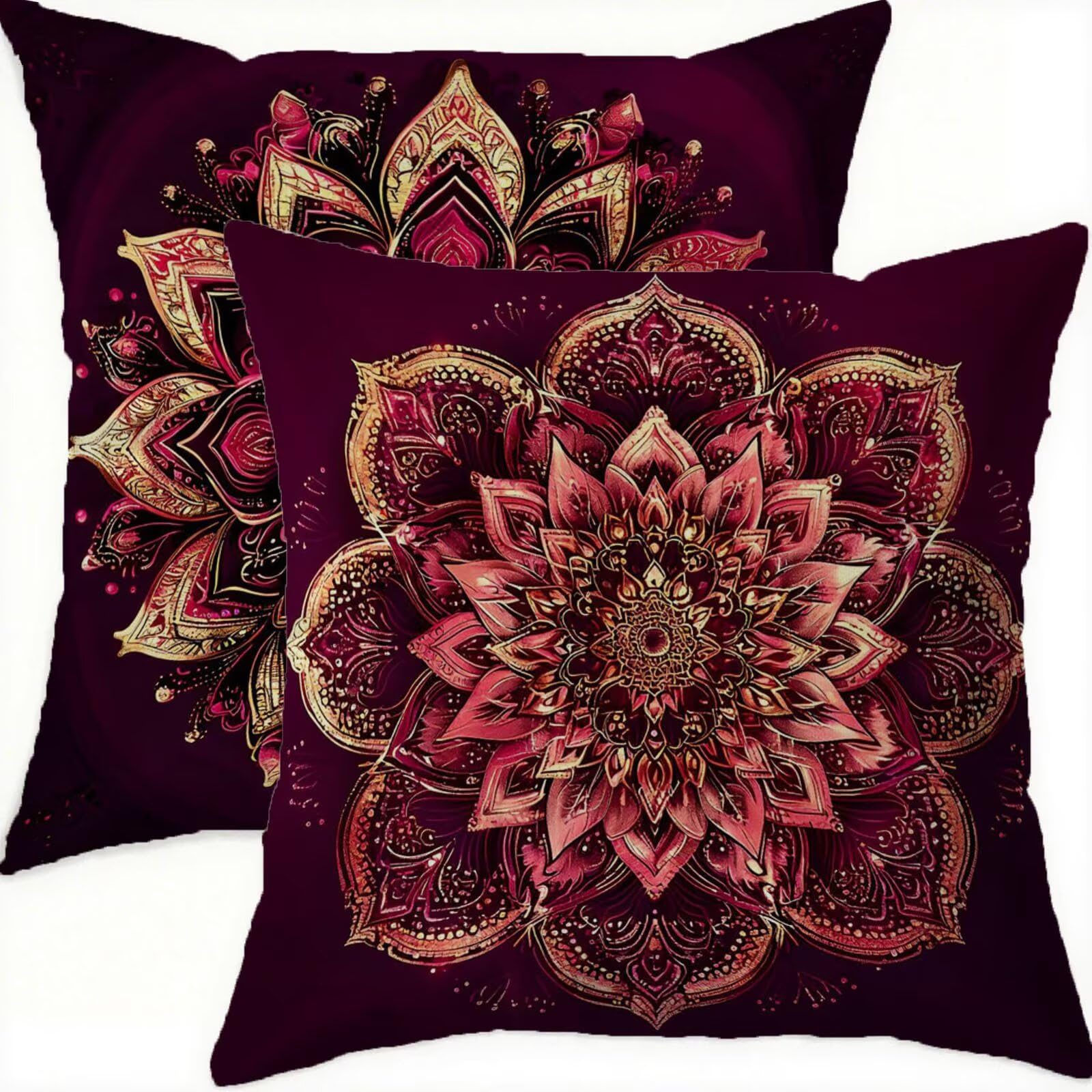 Housse coussin 65x65cm velours vintage rétro de prestige | Lot de 2