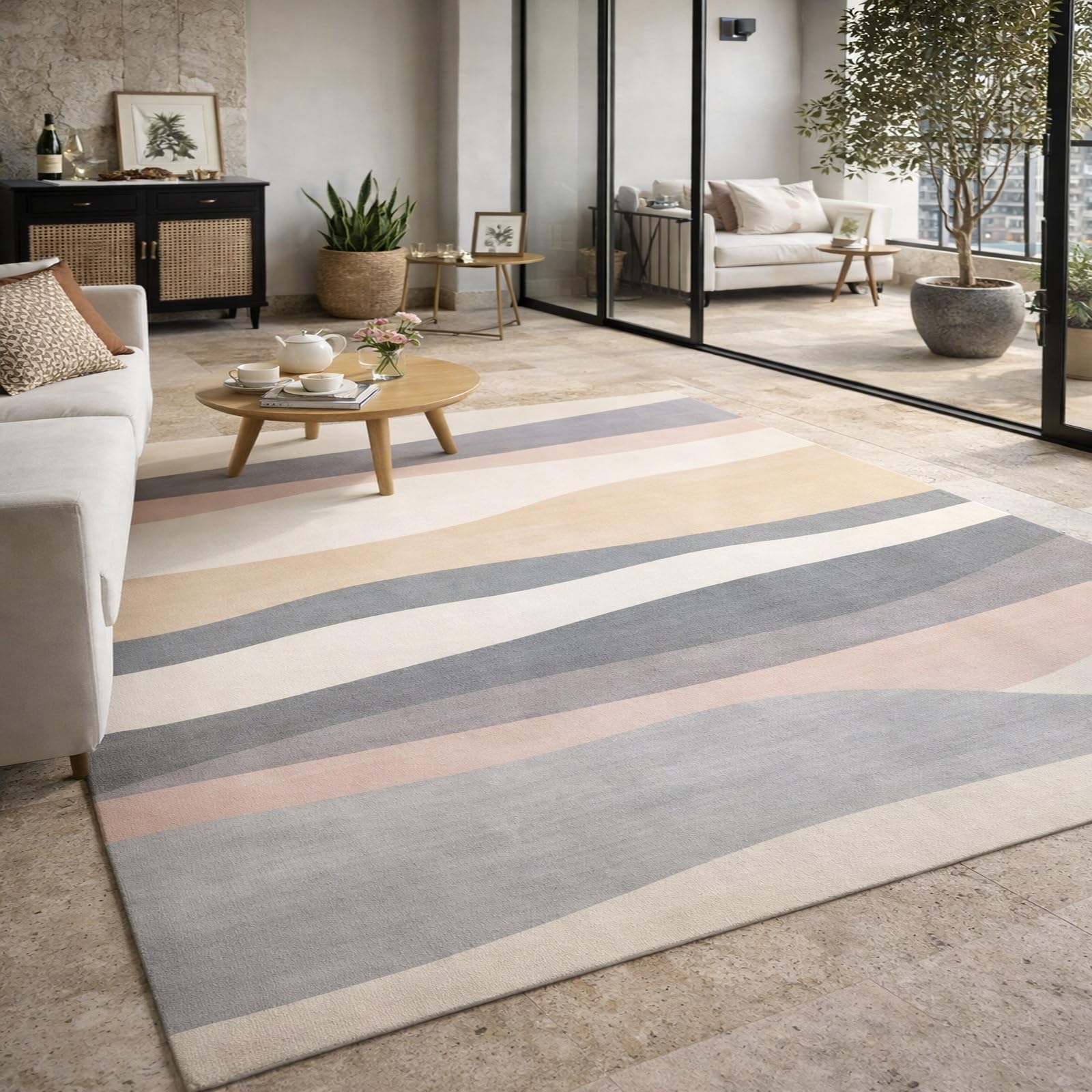 Alfombra grande lavable que soluciona la limpieza en entradas y salones modernos