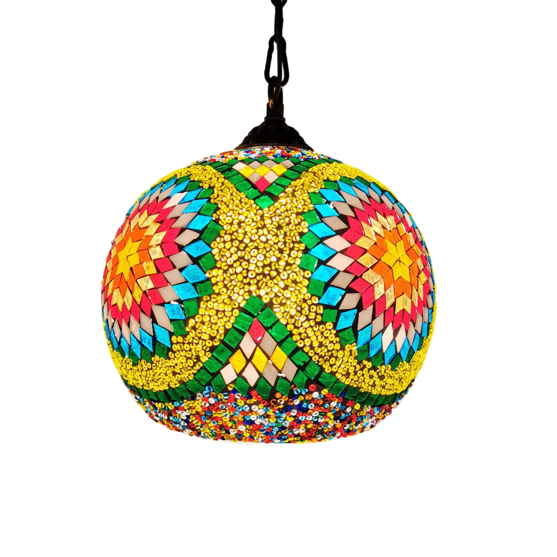 METTEOR Turkish Moroccan Mosaic Plug In Swag Pendant Lamp Light Fixture Plugged Tiffany Chandelier For Hallway Aisle Porch Stairway Closet,8 Comfort (10 A)
