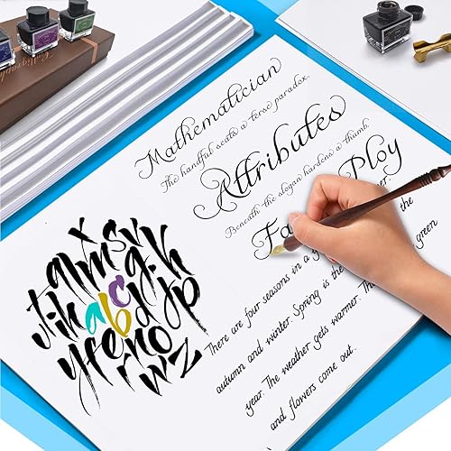 Miniatura 3 de Juego de bolígrafos de caligrafía: incluye bolígrafo de inmersión de madera, soporte de latón antiguo, 11 puntas, botellas de tinta de 4 colores y