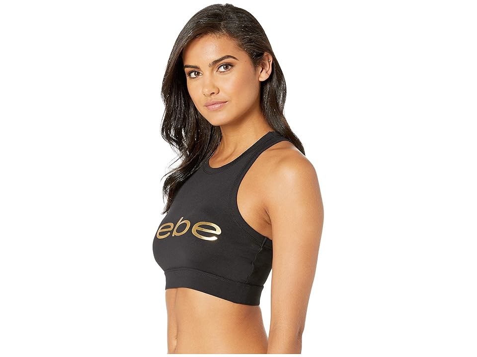 

Bebe Sport Logo Crop Bra (Black/Gold) Women's Clothing