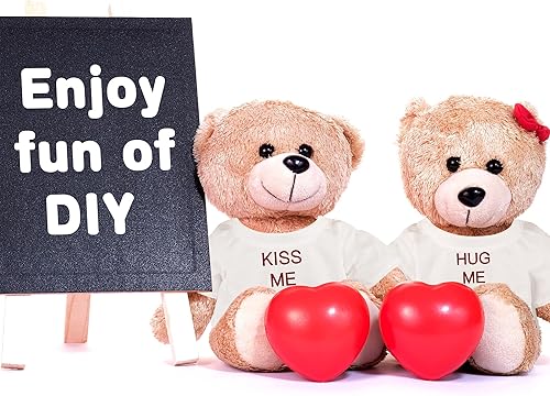 Miniatura 10 de Litherr S 48 piezas de ropa de oso de peluche a granel camisas de sublimación para animales de peluche en blanco, camisetas clásicas de oso con