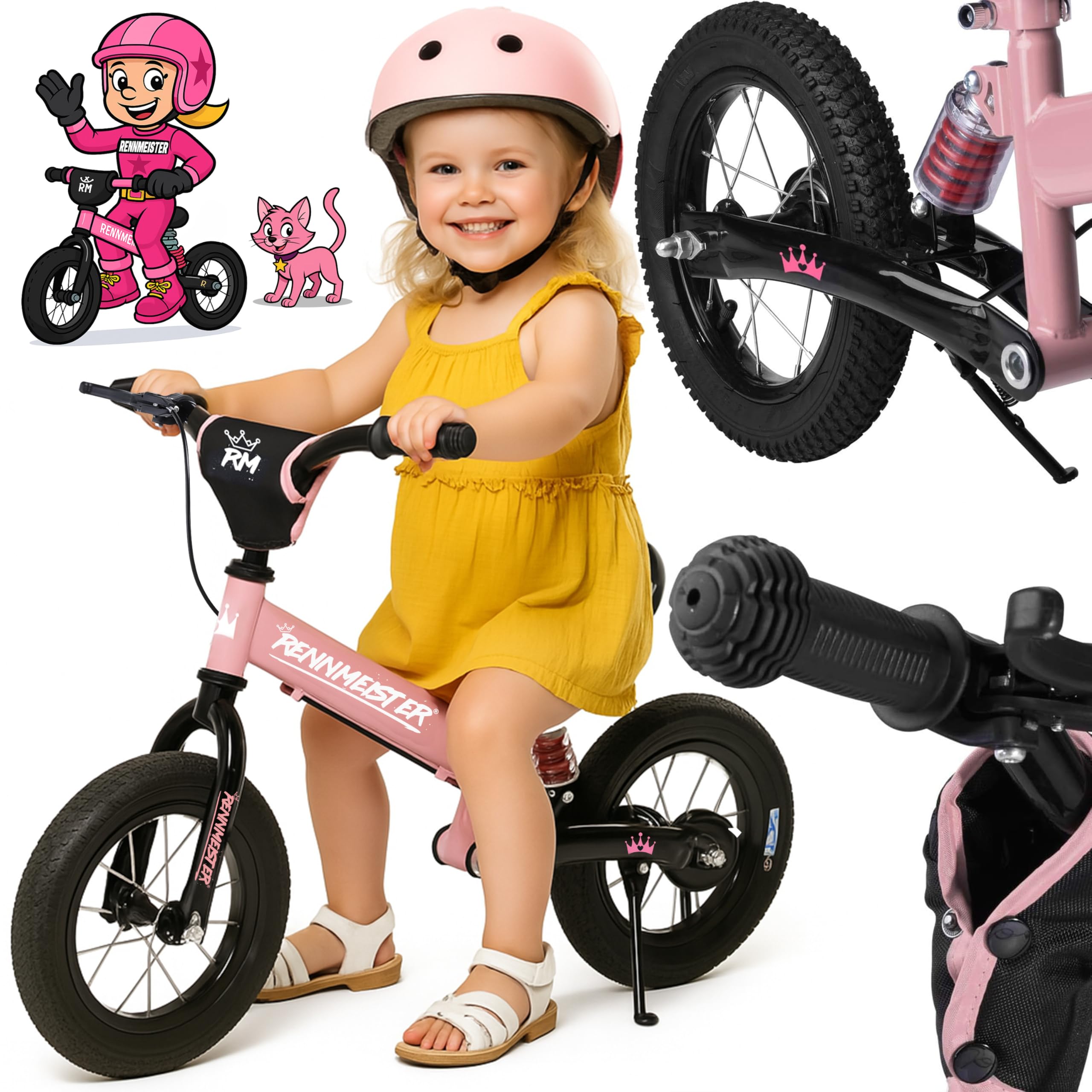 Bicicleta sin Pedales, Infantil Bici Equilibrio, 3 4 5 Años, Juguetes Niños, Regalos Niña Niño, Sillín Ajustable, Carga 50Kg, Freno Neumáticos
