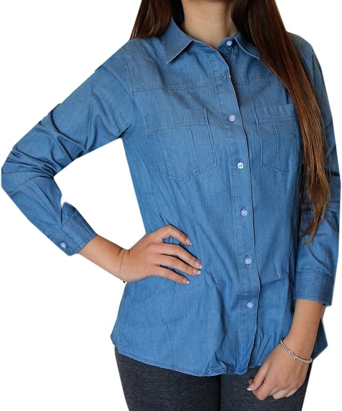 Silvian Heach Camicia Donna Jeans Azzurro Polsini Stretti Fashion Stile  Estate, Jeans Blu, M : Amazon.it