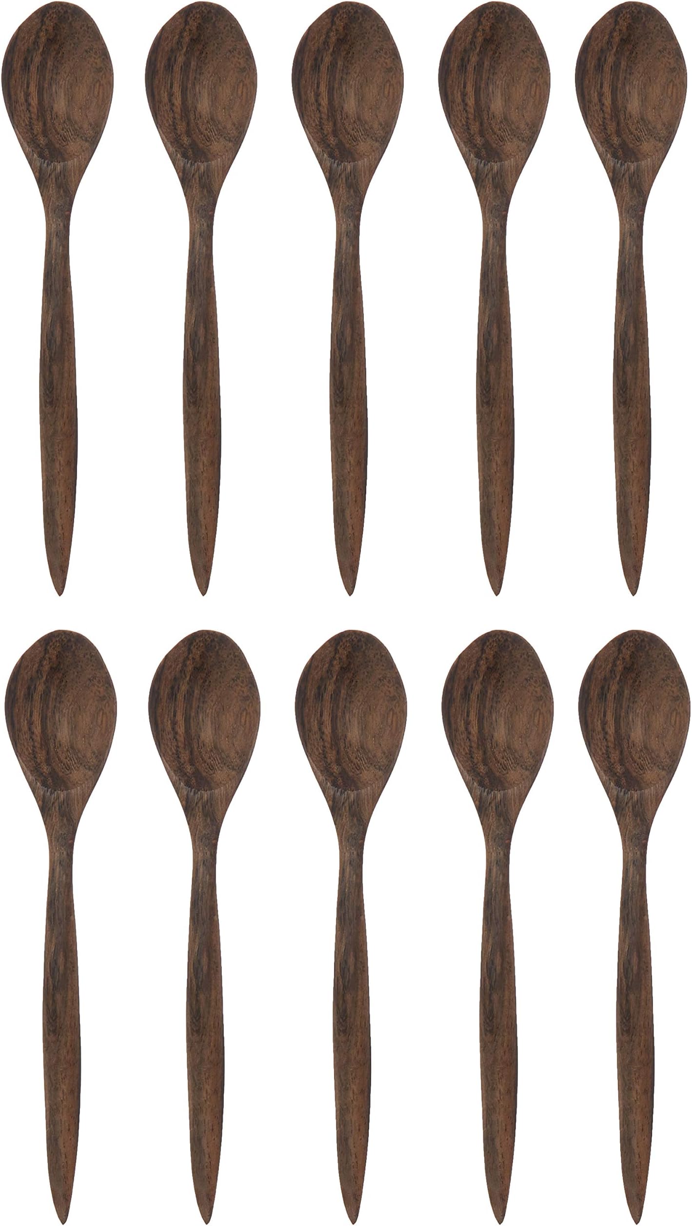 DDPREMIUM Small Wooden Teaspoons, Coffee Spoons, Handcraft Siamese RoseWood, Set 10 of 5 Inch, Brown