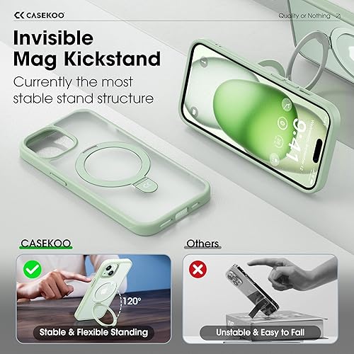 Miniatura 3 de CASEKOO Funda diseñada para iPhone 15 con soporte magnético invisible [protección militar contra caídas] [compatible con MagSafe] a prueba de