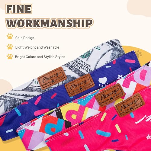 Miniatura 5 de Charcy Bandanas para perro, paquete de 4, bandana de otoño para perro niño y niña para vacaciones, cumpleaños, bufanda ajustable y duradera para