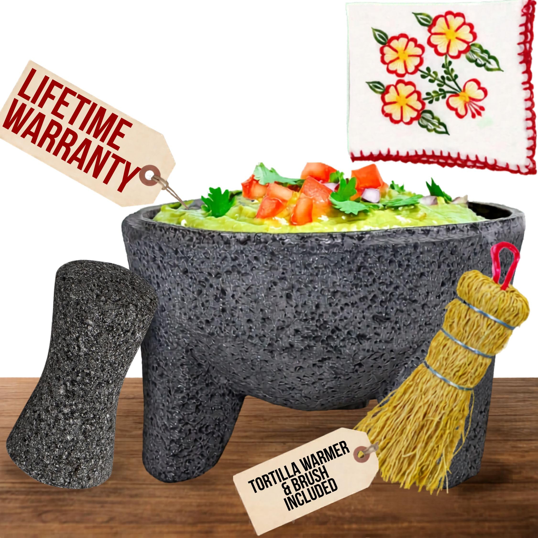 Photo 1 of The Original Molcajete Mexicano Volcanic Rock Handmade of Authentic Lava Rock in Mexico - Molcajete de Piedra volcanica - Molcajete Mortar Pestle Bowl - Volcanic Rock Guacamole Maker