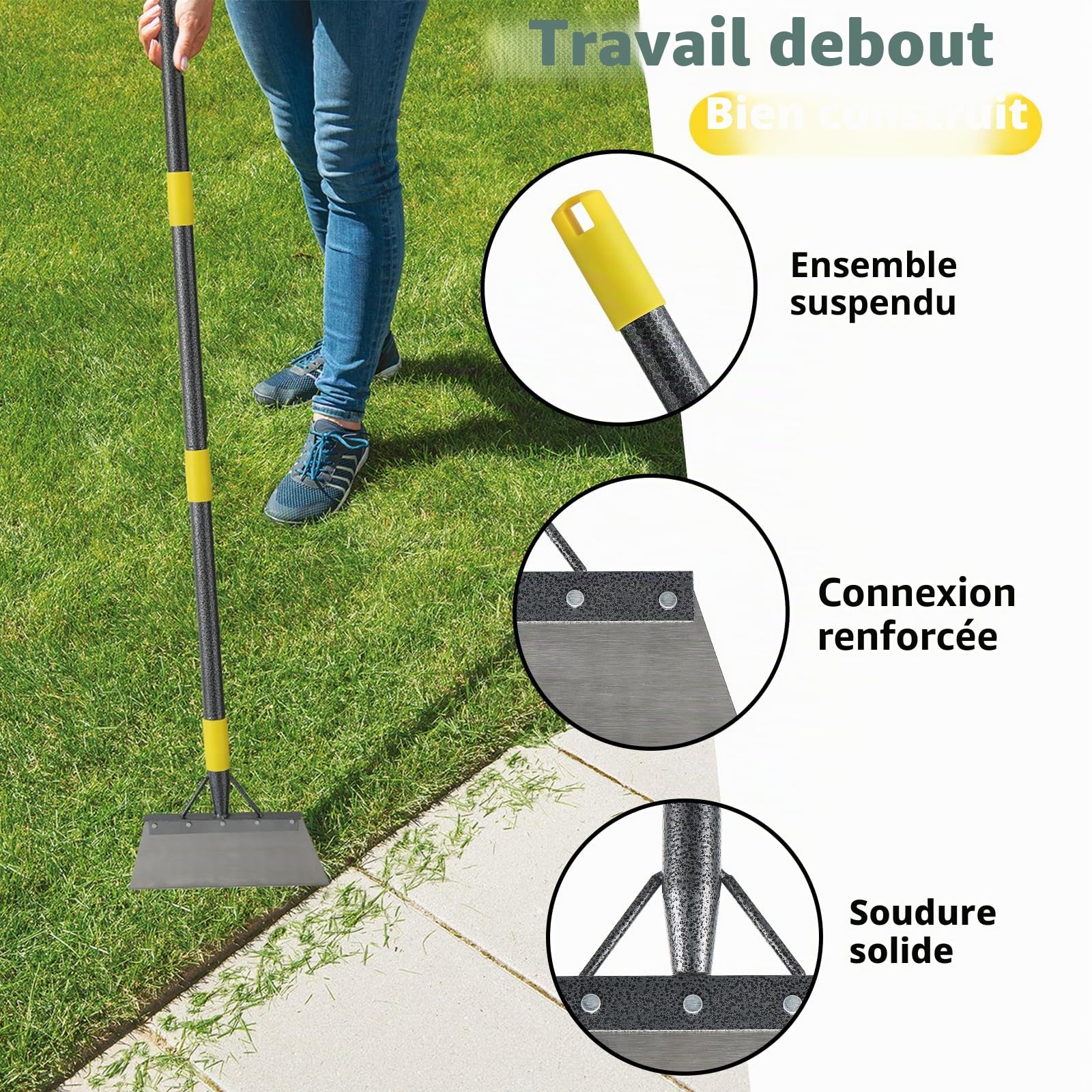 Pelle Jardinage, Outillage de Jardin Pelle de Nettoyage Multifonctionnelle de 200 cm avec Poignée d'extension en Acier Inoxydable, Grattoir à Percussion, pour Espace Extérieur, Maison, Ferme
