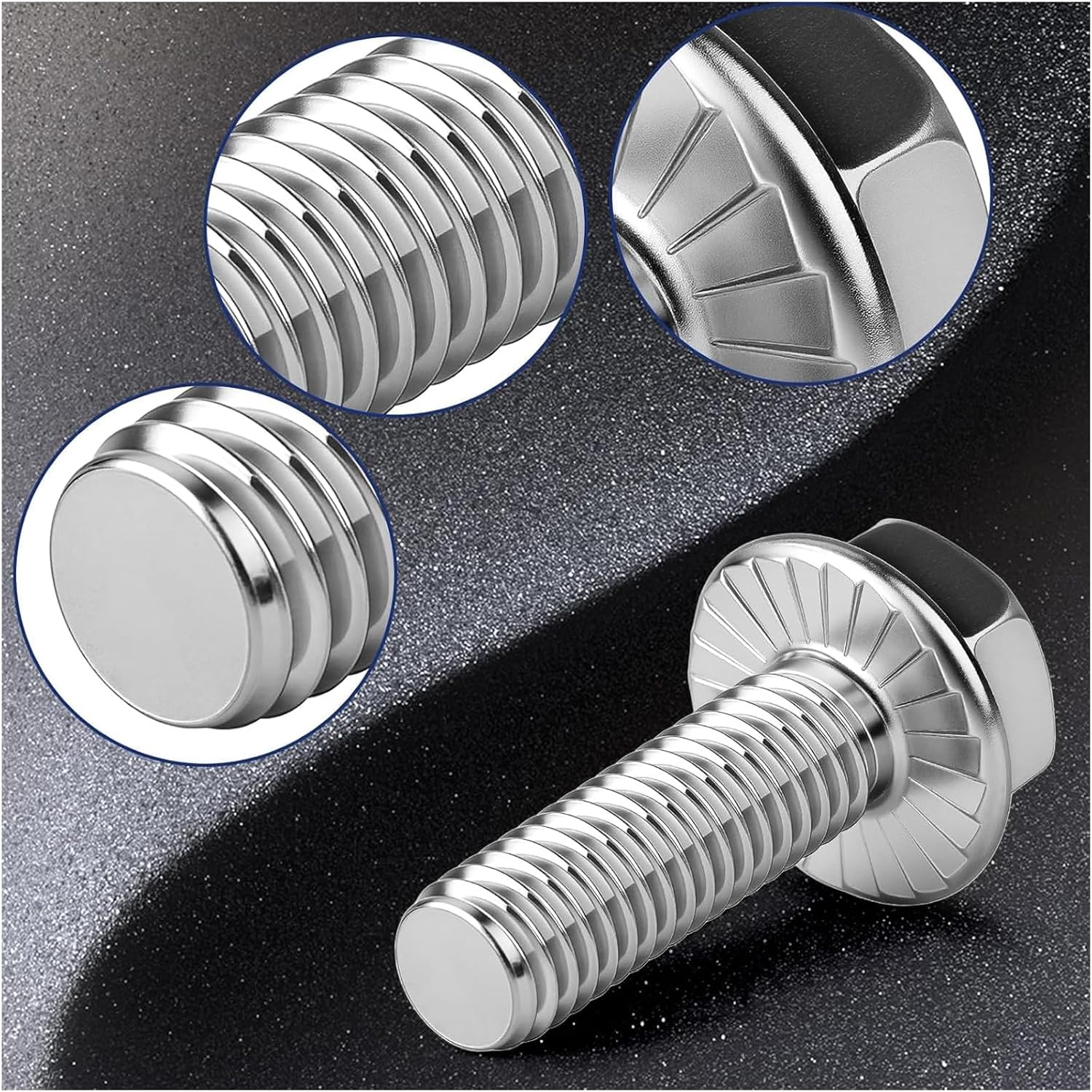 12 Sets Flanged Hex Head Bolts Kits Flange Hexagon Screws and Nuts Flat and Lock Washers 316 Stainless Steel Metric Bolt Assortment Fully Threaded Silver M8x100mm-12pcs