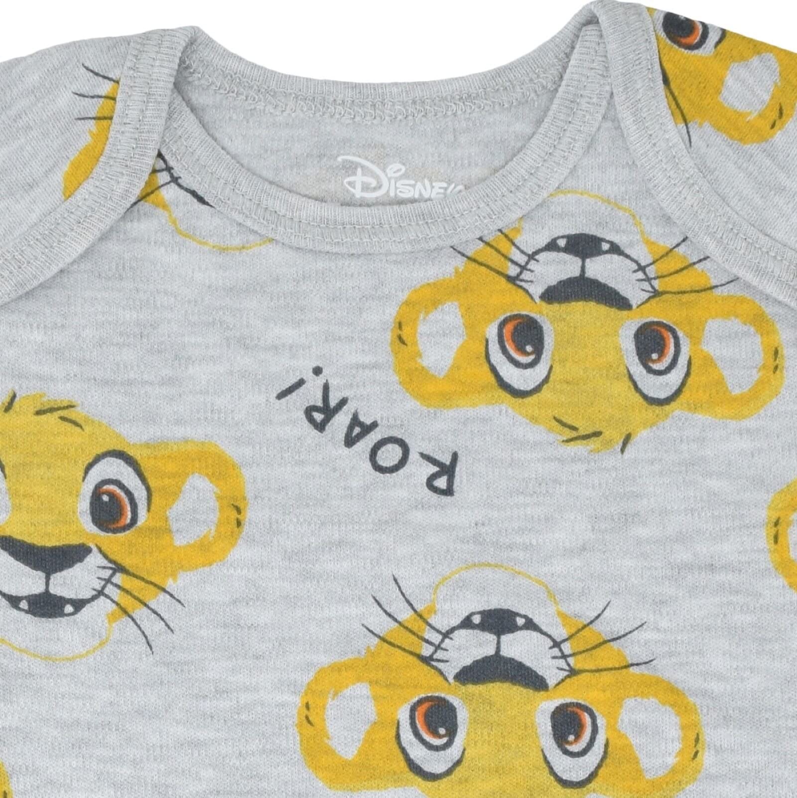 Disney Lion King Baby Boys 3 Pack Long Sleeve Bodysuits Green/White/Gray 18 Months