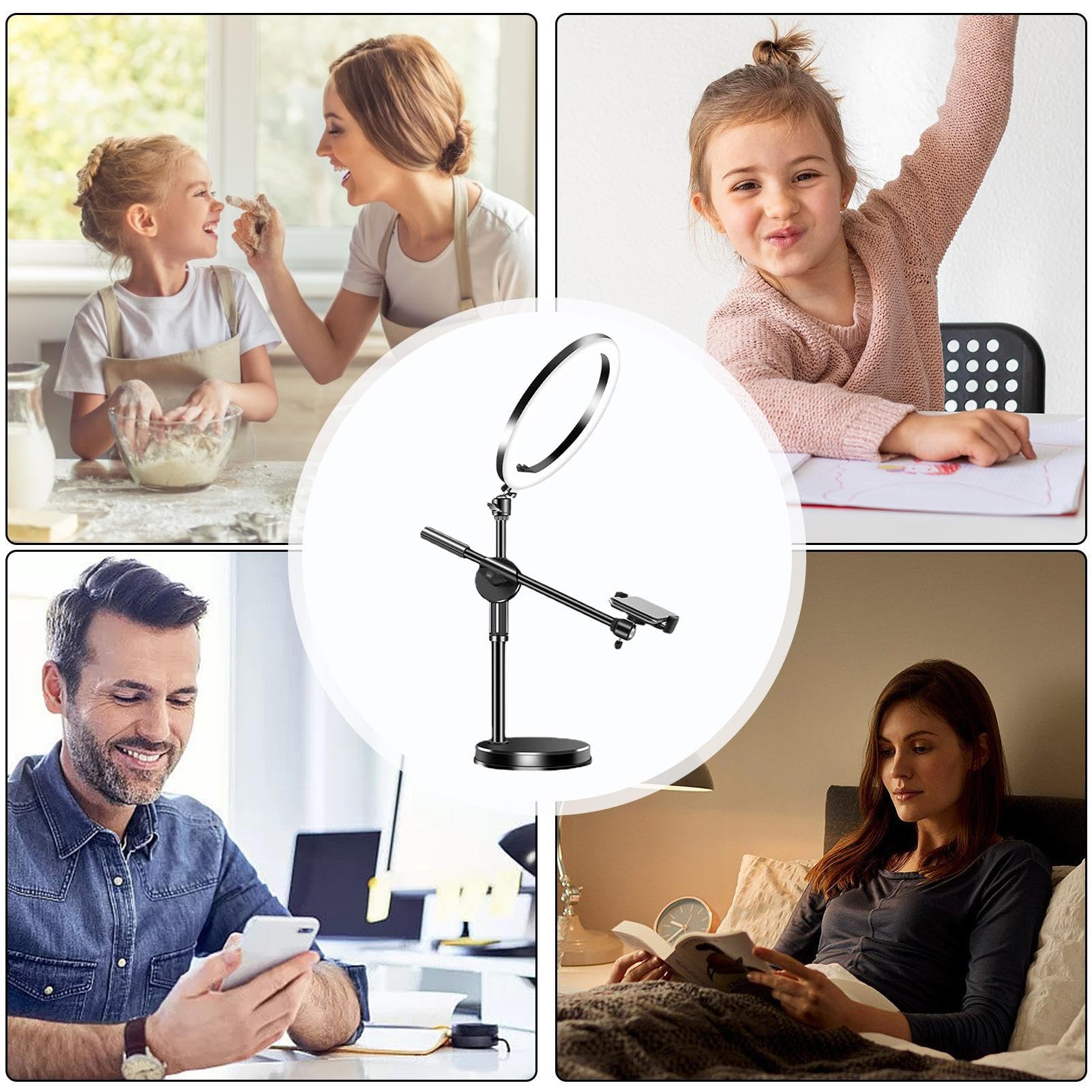Anello luminoso per selfie con supporto - Anello di luce LED per telefono | anello di luce per selfie con supporto | Supporto per treppiede per la C riempimento anulare aerea per l'istruzione e