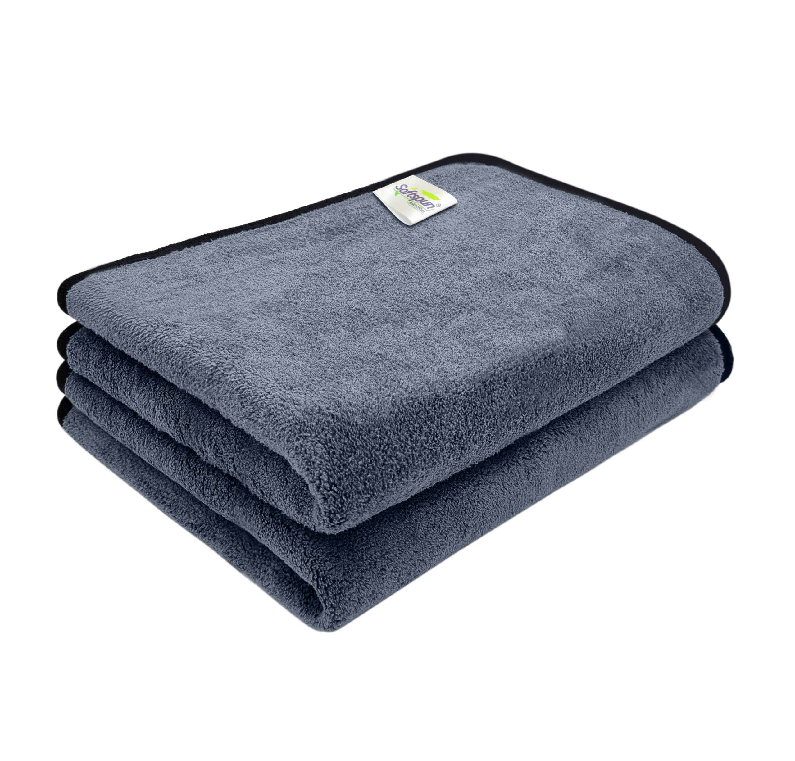 SOFTSPUN Microfiber Double Layered Cloth Light Quality, 40X60cms 800 GSM 2 PCS Towel Set Grey! Extra Thick Microfiber Cleaning Cloths Perfect for Bike Auto Cars Both Interior and Exterior.-image-38